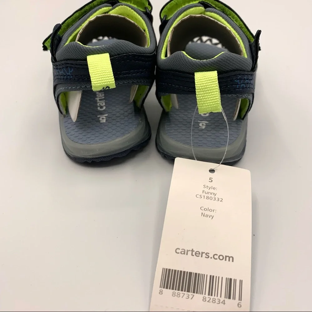 Carter’s Boys Blue Light Up Shark Sandals Toddler Size 5